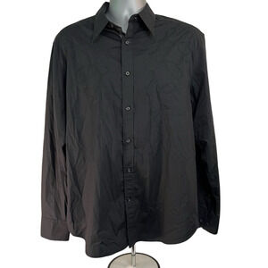 Pronto-Uomo Black Button Down Size L Embroidered Cotton Neutral